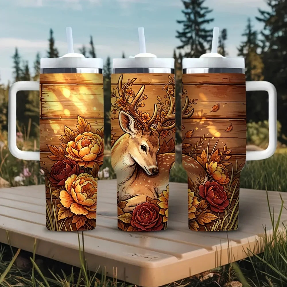 Hunting Outdoor Background - Стакан на 40 унций с ручкой,
